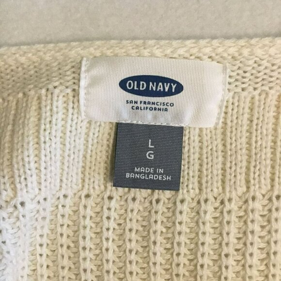 Old Navy Drop Shoulder Sweater Short Sleeve Cotton Knit Women's Size Large Ivory - Picture 8 of 10